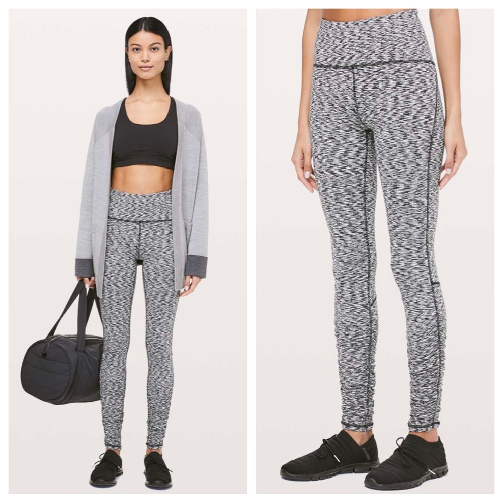 Lululemon Ready to Rulu Tight Spaced Out Space Dye Leggings in Black and White